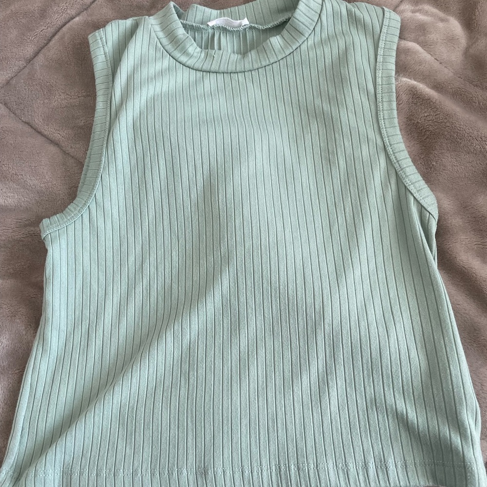 Ardene Light Green Ribbed Muscle Tee